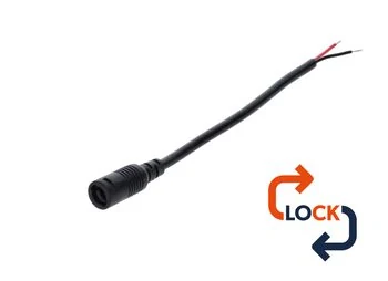 Gniazdo DC 5.5x2.1 przewód czarny 15cm 22awg z blokadą
