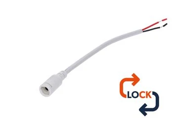 Gniazdo DC 5.5x2.1 przewód biały 150cm 22awg z blokadą
