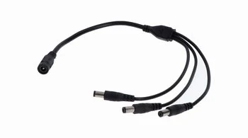 Rozgałęźnik DC 5.5X2.1 3W-1G czarny 24cm 22/20awg