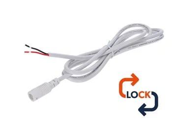 Gniazdo DC 5.5x2.1 przewód biały 15cm 22awg z blokadą