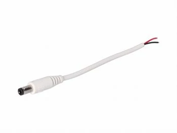 Wtyk DC 5.5x2.5 przewód biały 15cm 22awg