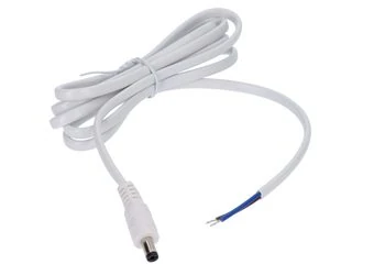 Wtyk DC 5.5x2.1 5A przewód biały 150cm 18awg