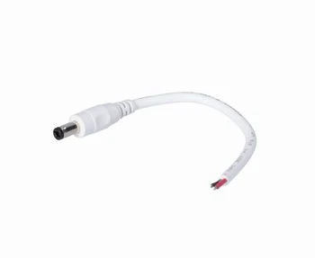 Wtyk DC 5.5x2.1 przewód biały 15cm 18awg