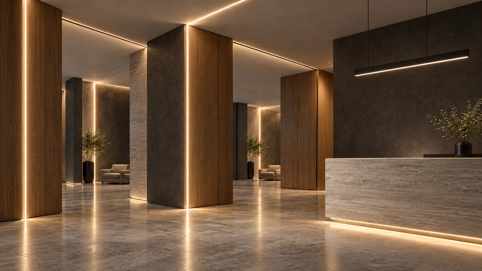 Linie światła zintegrowane z architekturą