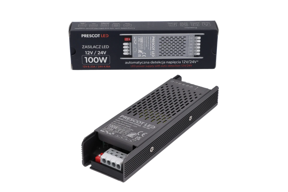 Zasilacz LED PR-MAD 100 W z autodetekcją 12/24 V