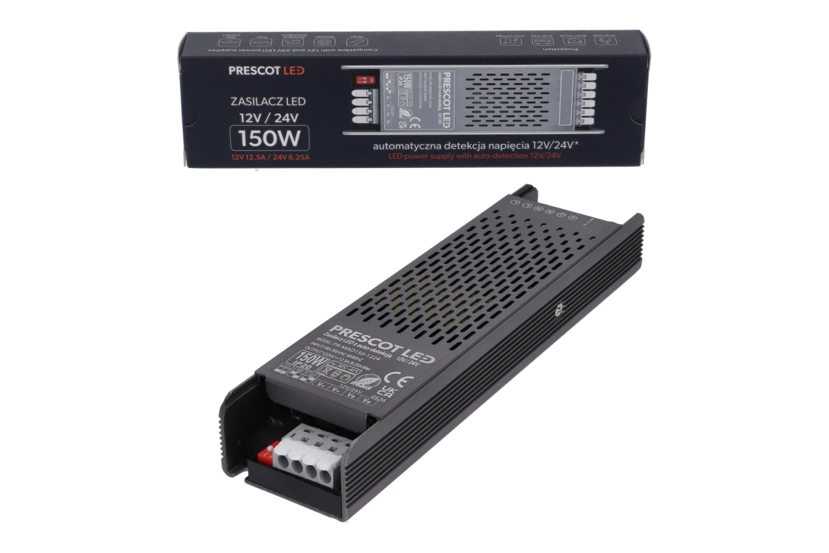 Zasilacz LED PR-MAD 150 W z autodetekcją 12/24 V