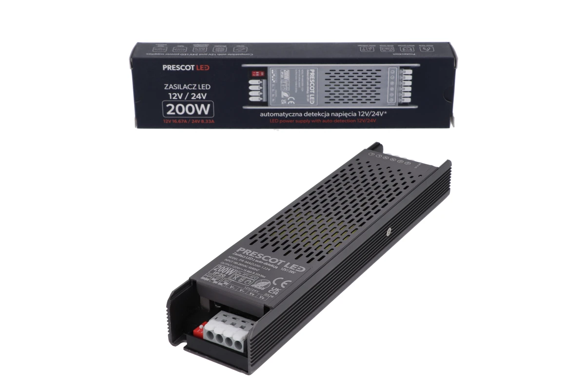 Zasilacz LED PR-MAD 200 W z autodetekcją 12/24 V