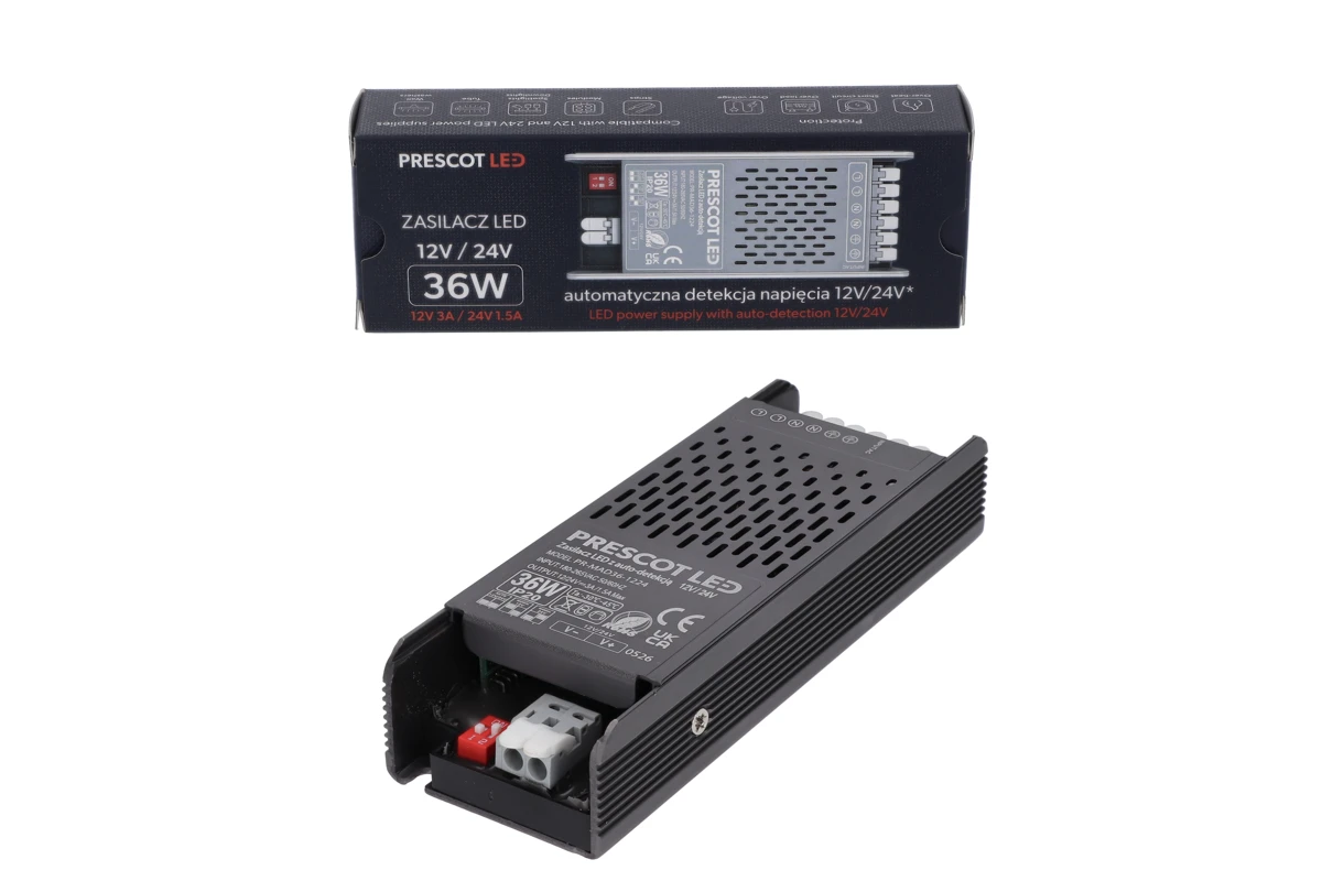 Zasilacz LED PR-MAD 36 W z autodetekcją 12/24 V